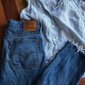 Levi’s wedgie fit straight leg jeans, frayed hem